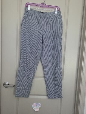 Banana Republic Navy & White Pinstripe Straight-Leg Pants